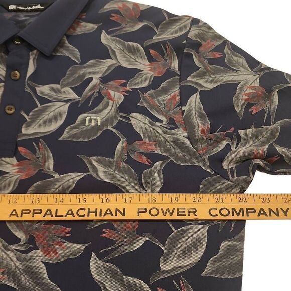 Travis Mathew Magnum Short Sleeve Polo T-Shirt Men's Size Large Blue With Floral - Picture 11 of 16